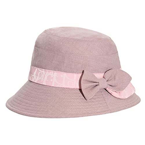 Womens Foldable Bucket Hat Cloche Bowler Sun Hats Ladies Kentucky Derby Church Wedding Dress Hat With Bowknot Fashion Summer Beach Hats Light Pink #TOP7