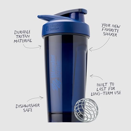 BlenderBottle Sport Shaker Bottle with Wire Whisk, 28-Ounce, Blue – Protein Shakes & Hydration for Athletes & Fitness Enthusiasts, Easy Mixing, Durable & Lightweight, Lockable Lid