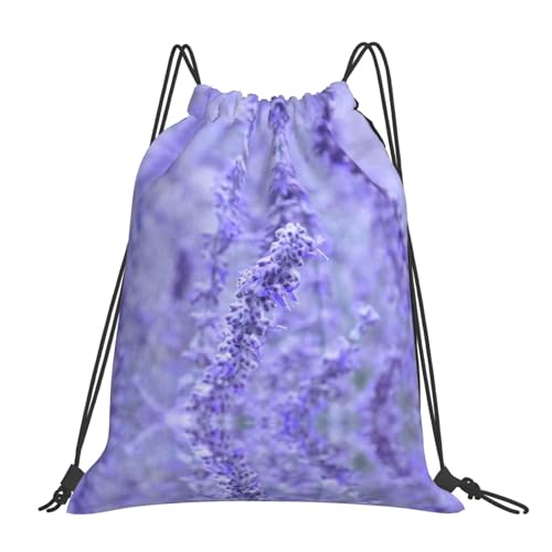 Mochila con cordón y estampado de flores de color lavanda morado