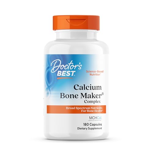 Doctor's Best Calcium Complex Supplement for Women & Men - Bone Strength & Health Support Caps, Vitamin C, D3, K2, MCH-Cal, Magnesium, & Potassium Citrate Complex, Non-GMO - 180 Capsules