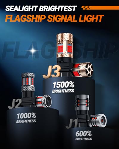 Image of SEALIGHT 3157 LED Bulb Red, LED Brake Light Bulbs with Built in Resistor, 3057 3056 3156 3156 3157NA Anti Hyper Flash Error Free Brake Lights, Tail Lights, Stop Lights, Plug-N-Play, Pack of 2