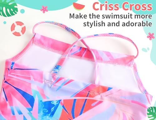 Image of TENVDA Girls Swimsuit Summer Beach Sport Halter Bathing Suits One Piece Swimwear for 2-12 Years Old Kids