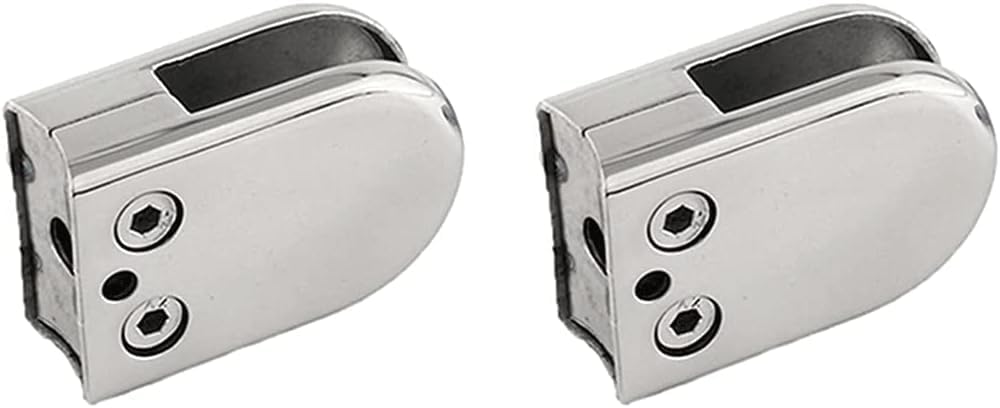 JvFbjLF Glass Holder 2pcs Glass Clamps Stainless Steel Round Glass Bracket Glass Clips For Stair Rails Glass Shelf Clamp Glass Floor Clamp Perfect Match