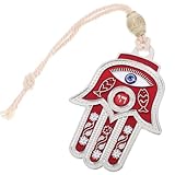 NUOBESTY Colgante Hamsa de Mano Ojo Turco Rojo, Amuleto Ligero para Protección en Bolsos, Llaves y Decoración del Hogar contra Mal de Ojo