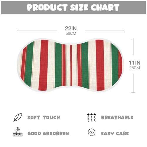 Xmas Red and Green Striped Cotton Baby Burp Cloth Breathable Baby Cloth for Gender Neutral Set of 2, 22x11in4