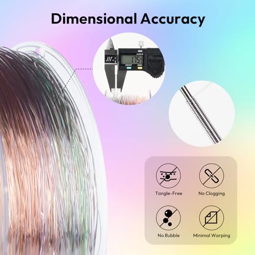 Image of AMOLEN 95A TPU 3D Printer Filament, 1.75mm Transparent Multicolor Rainbow Purple, Pink, Orange, Green Crystal TPU 1.75mm, Color Change Flexible Soft Filament Supports High Speed, 1kg Spool(2.2lbs)