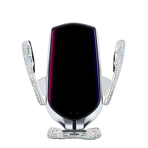 eing Bling Car Phone Mount, Cell Phone Holder for Car, Wireless USB Car Charger, Dashboard Cup Phone Holder, Automatic Clamping Fast Charger Compatible with iPhone Xs Max XR X 8 - AB Color