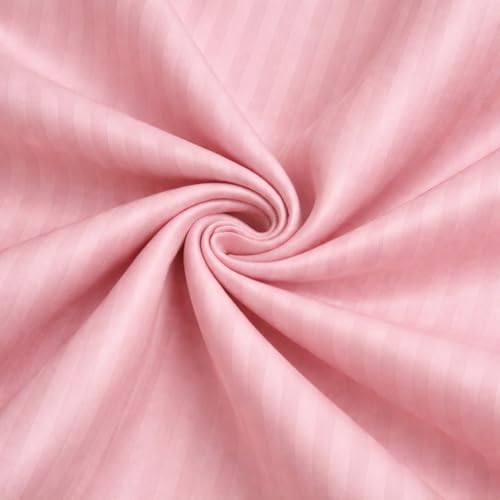 Image of NAVIKA 3 PCs Bedsheet - Pink King Size Bed Sheet Set- Cotton Linen 300 Thread Count Flat Sheet Set- Durable, Breathable, Luxury Feel, Hotel Style
