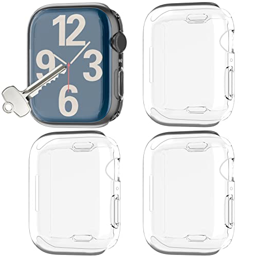 Jvchengxi 41mm Hülle Kompatibel mit Apple Watch Series 8 / Series 7 Schutzfolie Schutzhülle, [4 Stück] Flexibles TPU Displayschutz Case Kratzfest Schutz Gehäuse für iWatch 41mm (Klar/Klar/Klar/Klar) Cover