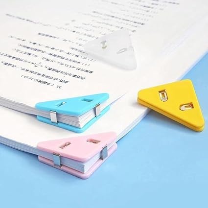 NIYANETAIL 20 Pcs Triangle Paper Clips – Heavy Duty Corner Clamps for Office & School Use | Non-Slip Binder Clips for Documents, Book Pages, Snack Bags, Notes, and Files