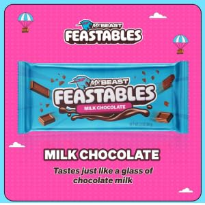 Feastables MrBeast Milchschokolade Schokoriegel – MR Beast Chocolate, 1 Stück á 60g - Seien Sie der Erste, der den neuesten riegel probiert – Ideal als Geschenk, Weihnachten und Geburtstagsfeiern.
