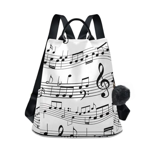Sac à dos blanc femme notes de musique petit sac urbain anti-vol léger