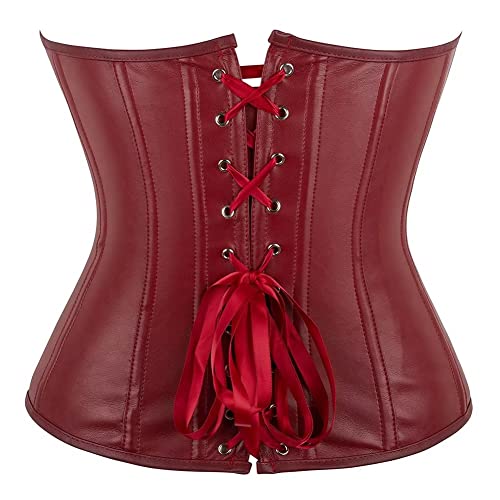 jutrisujo Korsett Corsage top Corset Bustier Leder Reißverschluss Damen halloween – Bild 3