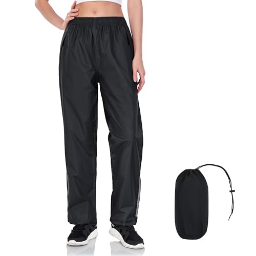 JAEZZIY Women's Rain Pants Waterproof Lightweight Packable Rain