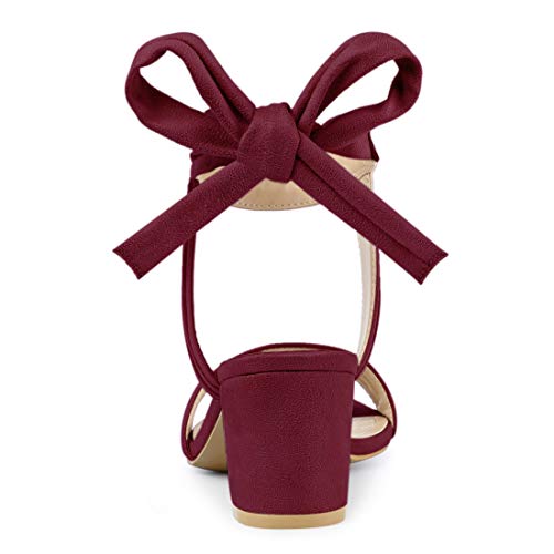 Image of Allegra K Women's Open Toe Ankle Tie Back Block Heels Sandals