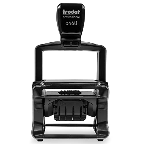 Betriebsausstattung24® Wunsch-Textplatte inkl. Automatik Datumstempel | Abdruckfläche: 56 x 33,0 mm bis zu 4 Zeilen | Selbstfärbend | Abdruckfarbe: schwarz | Material:Edelstahl