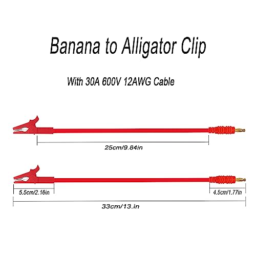 Image of 2 Pairs Alligator Clips to 4mm Banana Plug Test Leads Cable | 30A 600V Test Leads with 12AWG 30cm Cable 2 Pairs 4 Colors for Car Testing Multimeter Battery Testing(2 Pairs 4Color Clips)