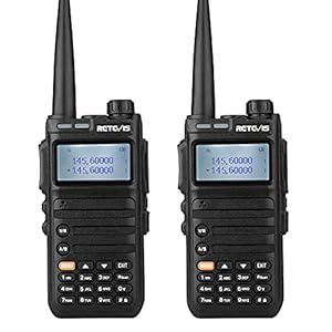 Retevis RA685 Radio Bidirezionale Doppia Banda, Radio Portatile, Walkie Talkie Lungo Raggio, Ricetrasmettitore di Misurazione della Frequenza Ricaricabile per Attività Radio (Nero, 2 Pezzi)