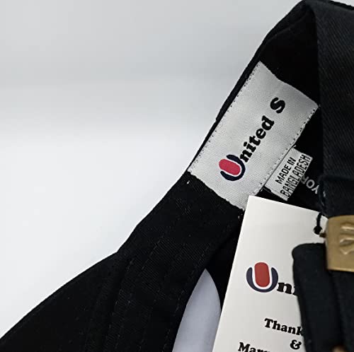 United S Men Women Fashion Adult Adjustable Baseball Cap 100% Cotton Premium Hat Comfort Fit Unisex Garment Washed Self Fabric Strap Regular Relaxed Fit Black #TOP1