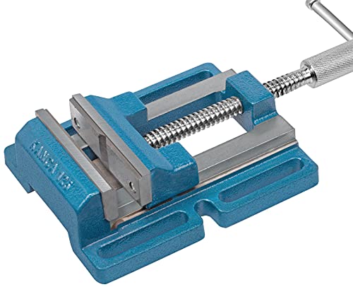 Kanca Hand Tools 4'' inch Low Profile Drill Press Vise DRL-100 Preferred by Craftsman and Machinist for Drilling,Reaming Tapping, Operations, Home Improvement Woodworking Blue Colour