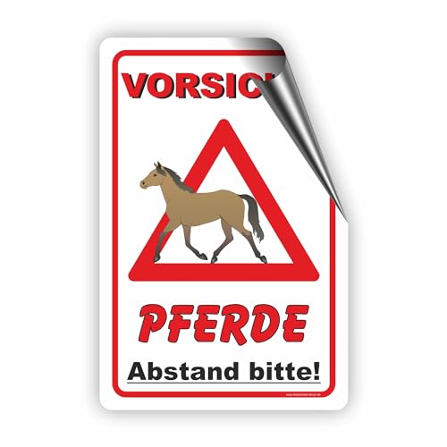 VORSICHT PFERDE - Bitte Abstand halten - Tierstransport/T-008 (30x45cm Aufkleber)