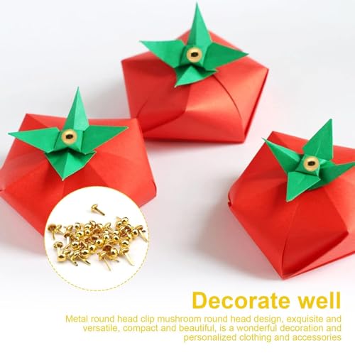 txuzong 300 Stück Goldene Musterbeutelklammern, Rundkopfklammern, Metallklammern für Scrapbooking, Bastelklammern, Dekorative Klammern, für Scrapbooking, Papier, Karten