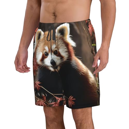 Men's Swim Trunks Quick Dry Board Shorts Mens Bathing Suit Swimsuits Red Pandas Beach Shorts with Pockets3