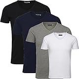  JACK & JONES Herren T-Shirt Basic 4er PACK O-Neck V-Neck Tee S M L XL XXL (L, 4er V-NECK Mix)