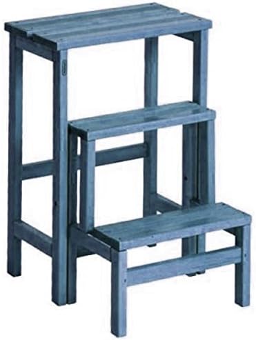 Valsecchi Su and Giu 3 Steps Ladder Stool, Beech wood, Light Blue, One Size