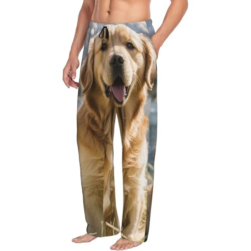 Mens Pajama Pants Soft Comfy Pajama Bottom with Pockets Golden Retrievers Sleep Pant Mens Lounge Pant