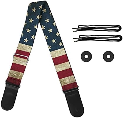 GLENLCWE Vintage American Flag Print Guitar Strap for Acoustic Guitar Electric Bass Guitars Adjustable