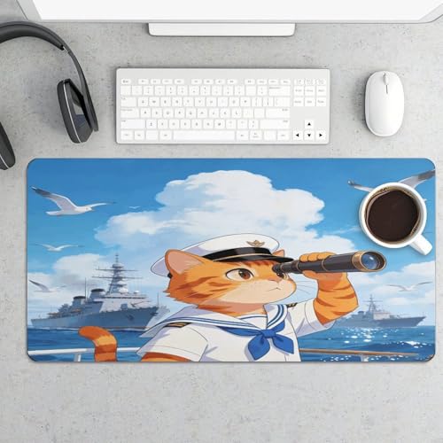 Cat Navy Desk Pad impermeable grande para oficina miniatura 5