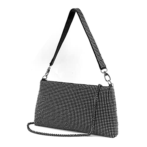 Desy & Feeci Black Evening Bag, Full Rhinestone Cl utch Purses for Women Lady Girl Bride Prom Cocktail Party Wedding