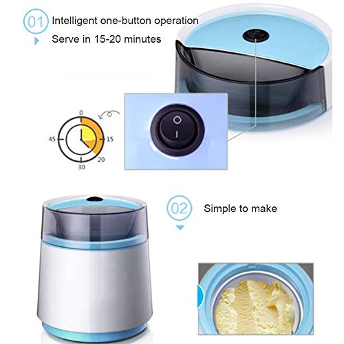 LTLCLZ Speiseeisbereiter Elektrischer Speiseeismaschine, Doppelblatt Rühren, Für Frozen Yoghurt, Sorbet Und EIS Für 3-4… – Bild 4
