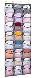 KEETDY 24 Fabric Over The Door Hat Organizer for Baseball Caps Hanging Shoe Rack for Wall Elastic Large Mesh Pockets Caps Holder Shoes Hanger Storage, Grey