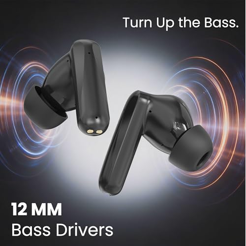 Image of AROMA TWS4 Jaguar V5.4 True Wireless Earbuds, Carbon Black | Up to 60H Playtime, ENC, Fast Charging, Heavy Bass, Bluetooth