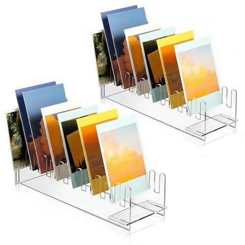 Briwooody 2 Pcs Greeting Card Display Stand Acrylic Greeting Card Display Portable Tabletop Postcard...