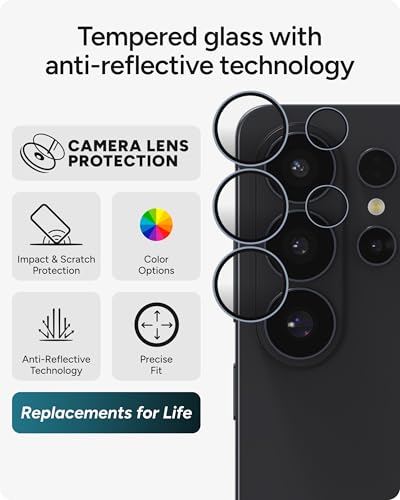 Image of ZAGG Glass Elite Samsung Galaxy S26 Ultra Camera Lens Protector - Blue, Anti-Reflective, 5X Stronger Impact & Scratch Resistant Aluminosilicate Glass - Easy Installation, Smudge-Free Surface