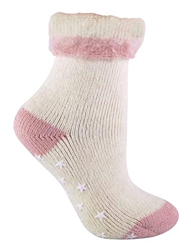Womens Soft Warm Non Skid Thermal Alpaca Wool Blend Slipper Bed Socks with Grips (5-9 US, 08 Salmon)