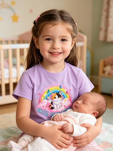 Image of Funnycokid Big Sister Shirts for Girls Pregnancy Announcement Toddler Promoted to T-Shirt 1-7 Years