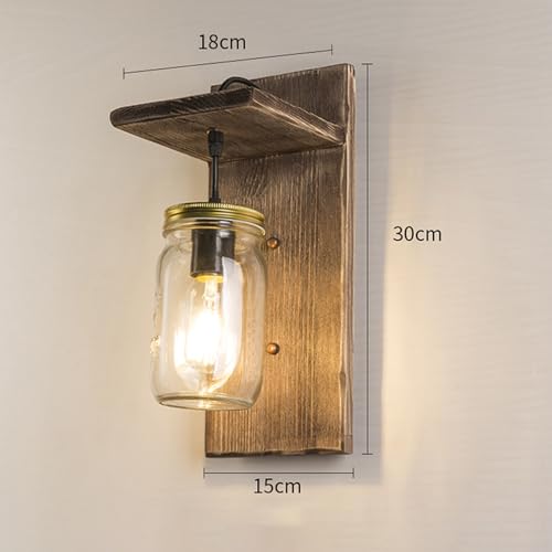 Apliques de pared vintage E27 con madera noble y detalles de hierro 5