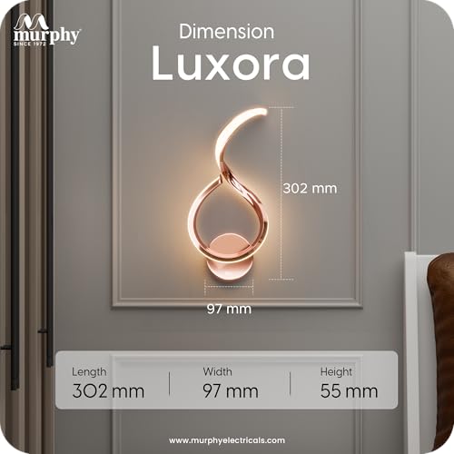 Image of Murphy Luxora Elegant LED Wall Lamp for Home - 2 Years Warranty - Modern Aluminium Light with 3 Color Modes (Rose Gold, Pack of 2)
