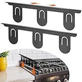 RECAPS Stainless Steel Extendable Stove Gap Covers Fliter 13.8"to 27.5"In, Stove Side Gap Covers for Kitchen, Heat Resistant Oven Crack Guard for Counter (2 Packs，Black）