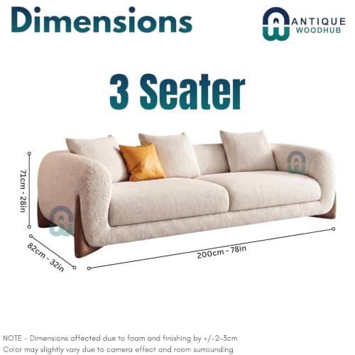 Image of Modern Sofa, Teddy Fabric, Chesterfield Style, Wooden Legs, for Living Room, Bedroom, Hallways (Dark Green - 3 Seater)