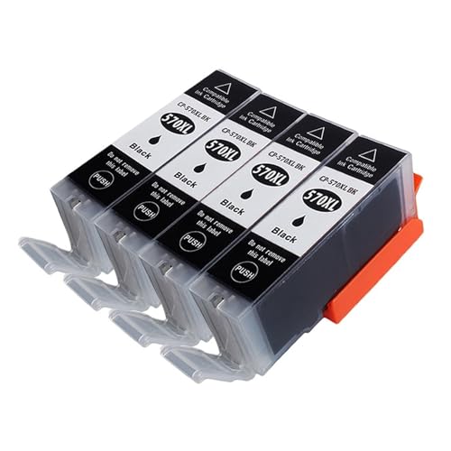Cartucho de Tinta Compatible, Compatible con Canon, PGI-570XL CLI-571XL for TS5050 TS5051 TS5052 TS5053 TS5055 TS6050 TS6051(4PCS Black)