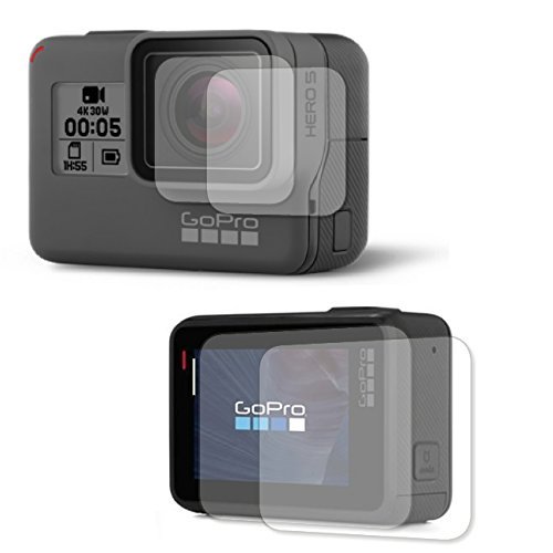 Cloud Eleven Gopro HERO5 HERO6 BLACK用 高硬度 極薄 防塵 傷防止 耐衝撃 レンズ&モニタ保護フィルム + クリーニングクロス (レンズ・モニタ各2枚 / 計4枚)