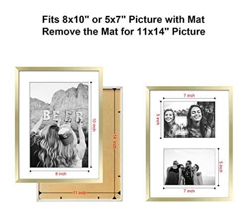 Artbyhannah 3 Pack 11X14 Gold Picture Frames Collage Set For Wall Decor- Made To Display Photo 8X10 And 5X7 With Mat Or 11X14 Without Mat For Modern Gallery Wall Kit And Home Decoration #TOP4