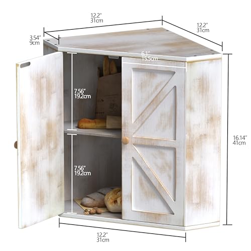 Corner Bread Box for Kitchen Counter Double Layer Bamboo Bread Storage Container Large Capacity Bread Storage Bin Farmhouse Breadbox Organizer - Image 4