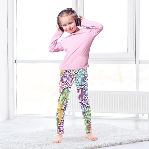 Bolaz Toddler Girls Leggings Printed Yoga Pants Leggings Purple Yellow Green Zebra for Kids4