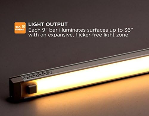 Miniatura 5 de BLACK+DECKER Iluminación LED para debajo del gabinete, iluminación regulable debajo del mostrador, iluminación de acento para el hogar, con sensor